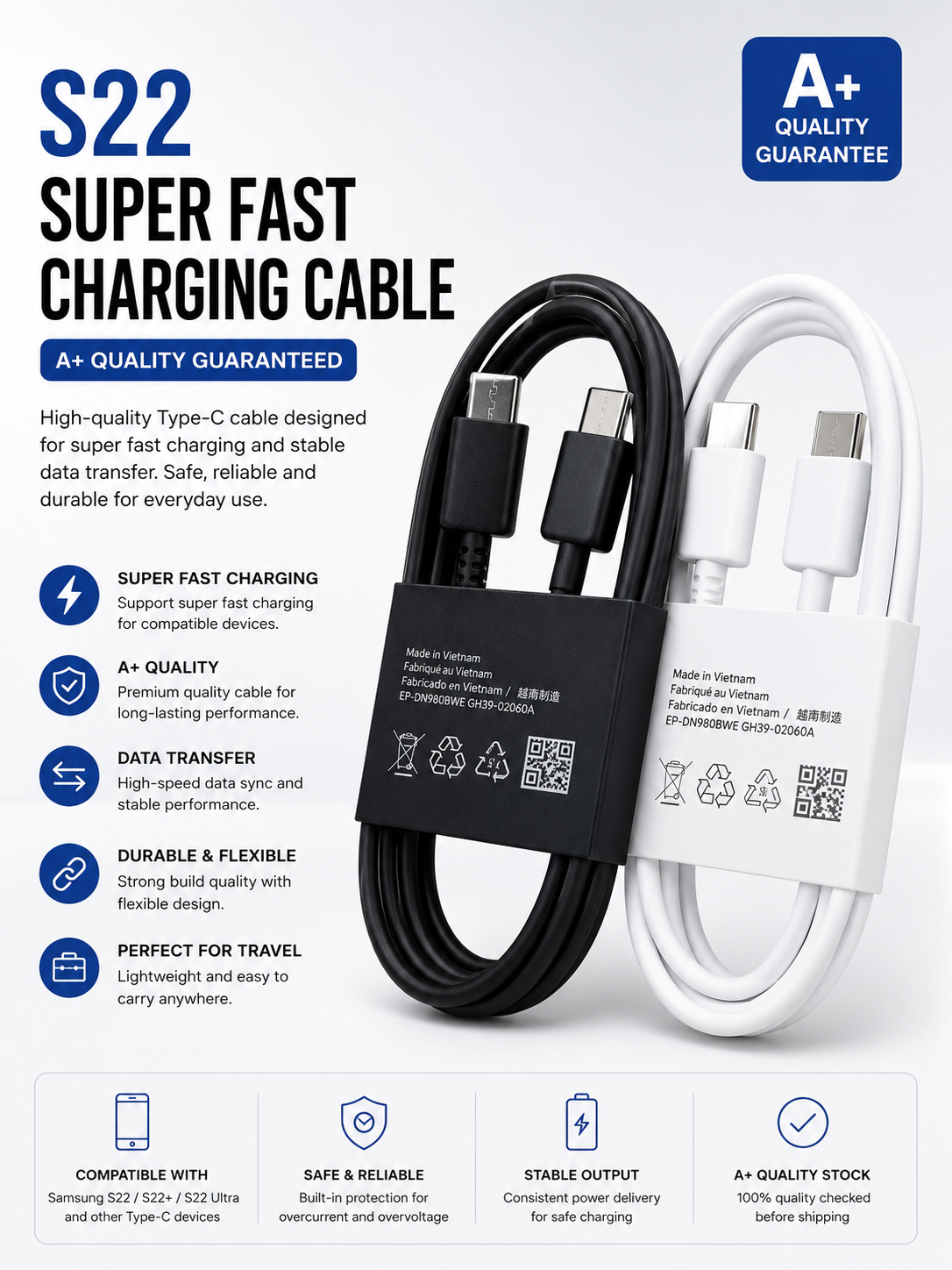 Samsung S22 Super Fast Charging Cable – A+ Quality Type-C Cable - Image 3