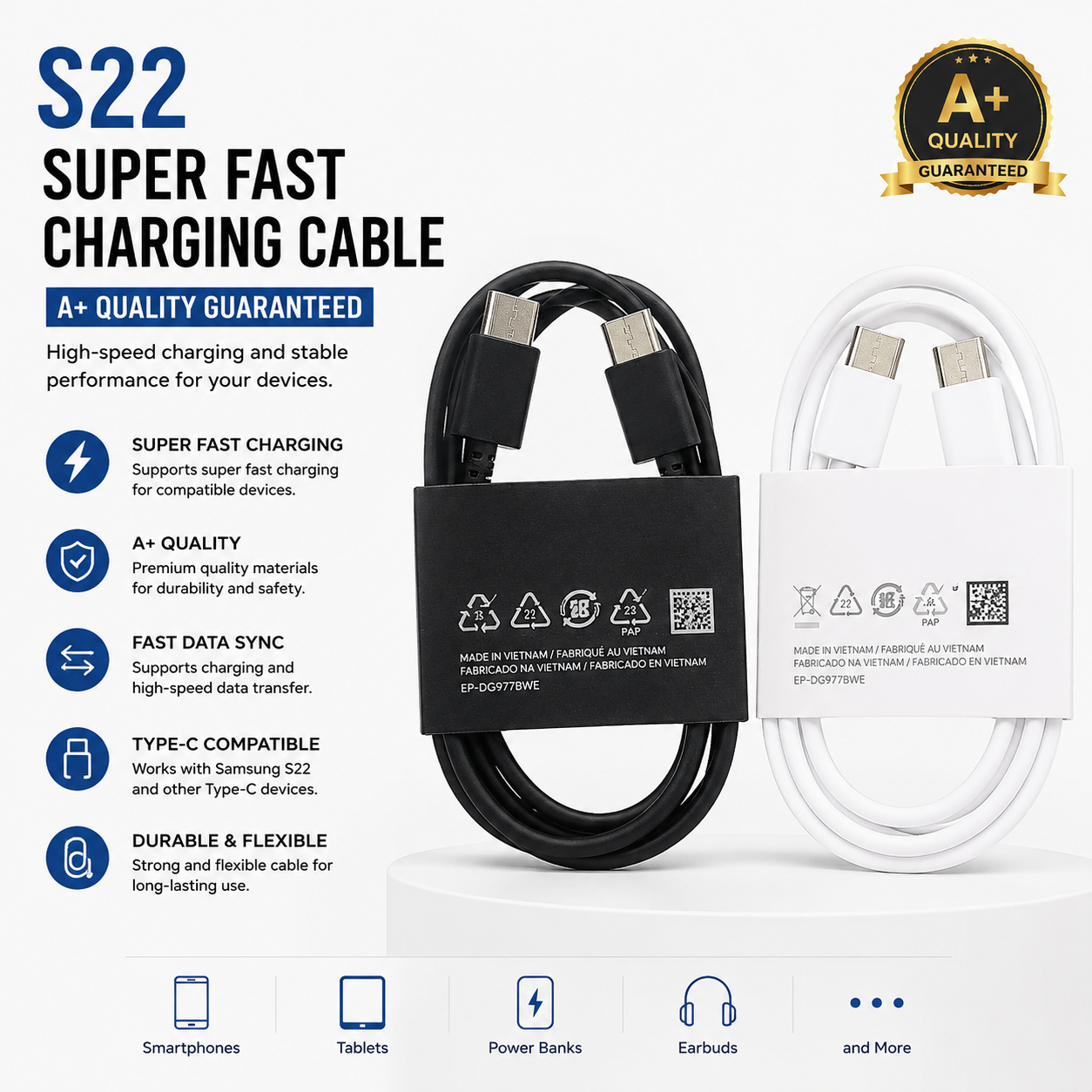 Samsung S22 Super Fast Charging Cable – A+ Quality Type-C Cable - Image 2