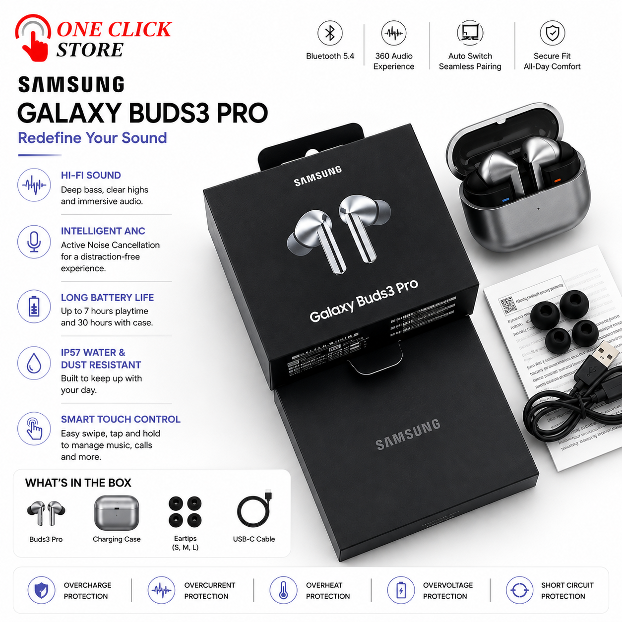 Samsung Galaxy Buds3 Pro – Premium Wireless Bluetooth Earbuds with ANC