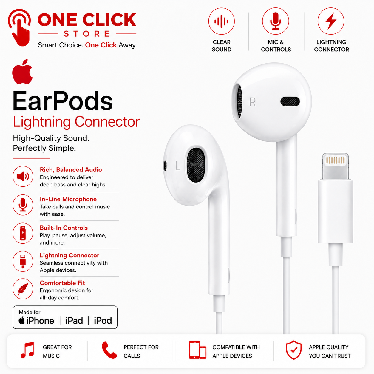Apple Ear Pods with Lightning Connector
